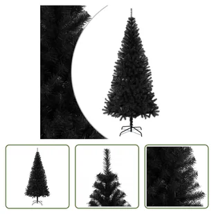 The Living Store Sztuczna choinka ze stojakiem Czarna 240 cm PVC - Choinki - miniaturka - grafika 1