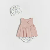 Komplety dla niemowląt - Reserved - Bawełniany komplet z czapką - różowy - miniaturka - grafika 1