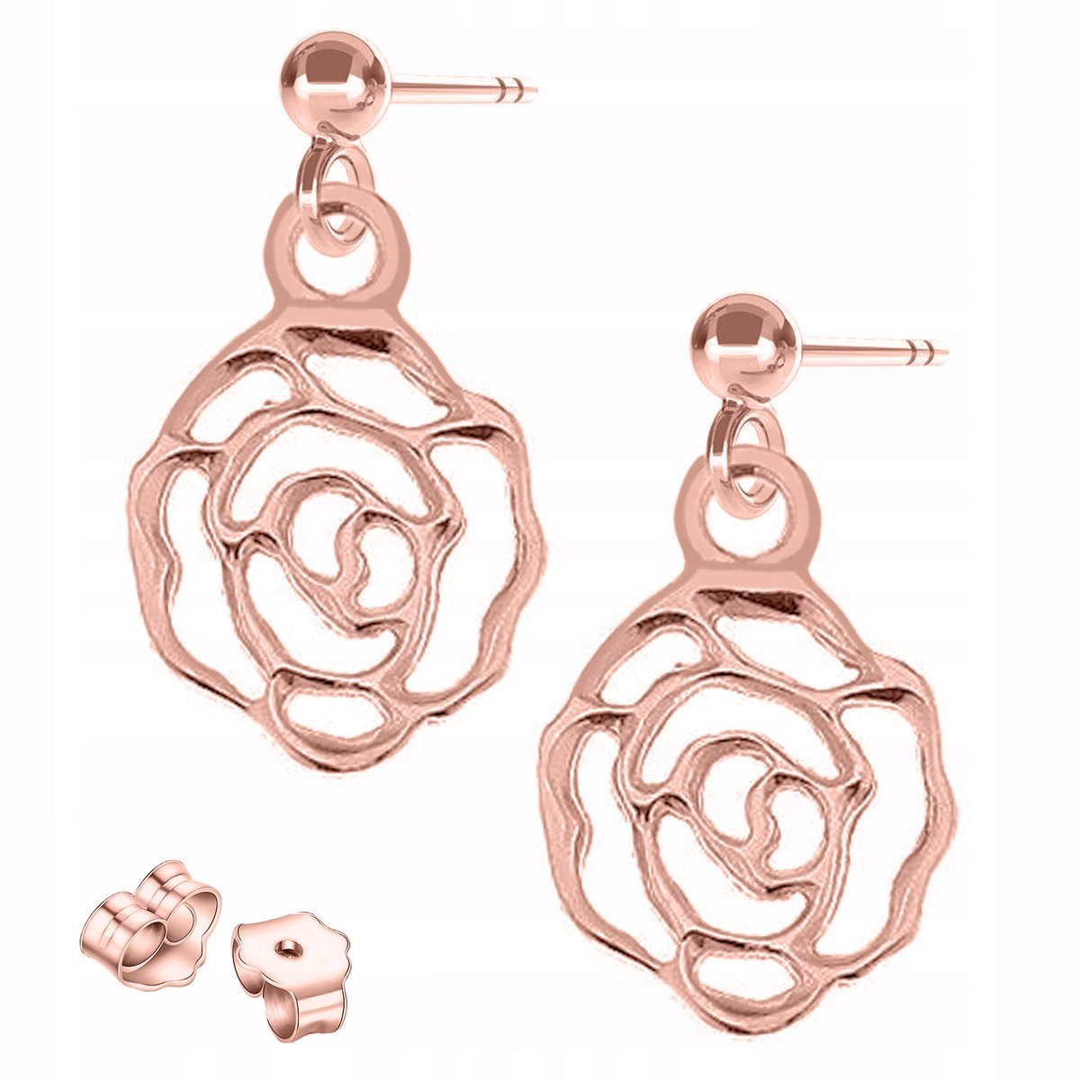 Kolczyki Pozłacane z Kwiatami Różami Róże Kwiaty Tulipany Róża SREBRO 925