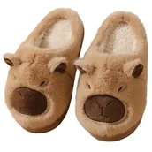 Kapcie damskie - Miękkie Ciepłe Futrzane Kapcie Kapibara Brązowe 38-39 - miniaturka - grafika 1