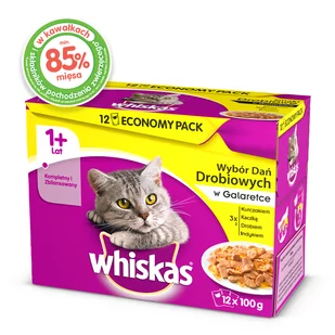 Whiskas Smaki Drobiowe w galaretce 12x100g 500951026577 - Mokra karma dla kotów - miniaturka - grafika 1