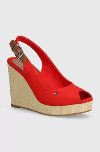 Tommy Hilfiger sandały damskie kolor czerwony na koturnie - Espadryle damskie - miniaturka - grafika 1