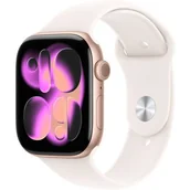 Smartwatch - Apple Watch 11 GPS 46mm z aluminium różowe złoto pasek sportowy S/M Różowy - miniaturka - grafika 1