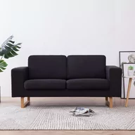 Sofy i kanapy - vidaXL vidaXL 2-osobowa sofa tapicerowana tkaniną, czarna - miniaturka - grafika 1