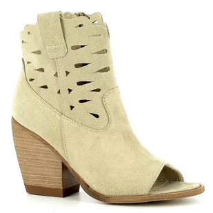 Botki beżowe z odkrytymi palcami CARINII - Carinii - Botki damskie - miniaturka - grafika 1