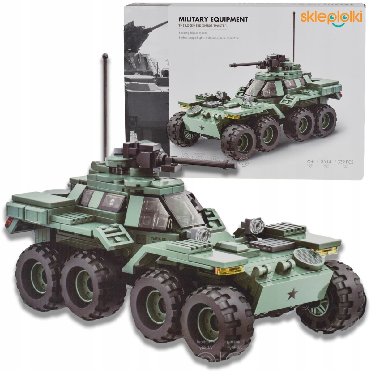 KLOCKI KONSTRUKCYJNE POJAZD ROZPOZNAWCZY ZESTAW DLA DZIECI WOJSKO MODEL