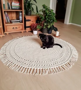 Dywan okrągły ze sznurka w stylu boho skandi - naturalny - Dywany - miniaturka - grafika 1