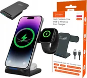 Ładowarki do telefonów - Ładowarka Zenwire Ładowarka Indukcyjna Bezprzewodowa 3w1 USB-C Telefonu iPhone Samsung Watch QI 15W Zenwire A11B - miniaturka - grafika 1
