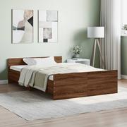 Łóżka - Rama łóżka z wezgłowiem i zanóżkiem, brązowy dąb, 120x190 cm Lumarko! - miniaturka - grafika 1