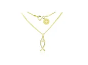 Biżuteria religijna - Naszyjnik z medalikiem rybą ICHTYS - 24k złocenie - miniaturka - grafika 1