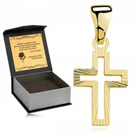 Biżuteria dla dzieci - PIĘKNY ZŁOTY KRZYŻYK KOMUNIJNY PR. 925 DIAMENTOWANY KRZYŻ DLA DZIEWCZYNKI - miniaturka - grafika 1