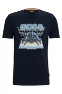 Koszulki męskie - BOSS TeEnter T-shirt męski z bawełnianego dżerseju z sezonowym logo, Dark Blue404, S - miniaturka - grafika 1