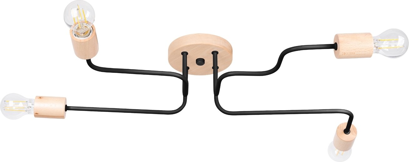 Żyrandol TIMBO 4 czarny 4xE27 15W stal/drewno 16.5x58x75cm Sollux Lighting