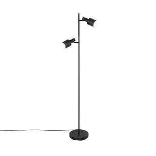 QAZQA Nowoczesna lampa podłogowa czarna 2-punktowa - Stijn - Lampy stojące - miniaturka - grafika 1