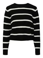 Swetry damskie - PIECES Damski sweter Pcosilla Ls O-Neck Knit Noos Bc, czarny, XS - miniaturka - grafika 1