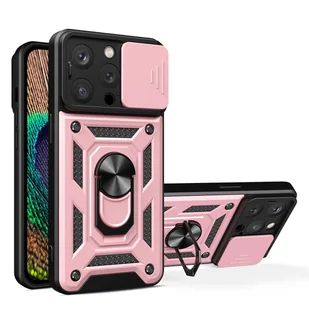 Hurtel Hybrid Armor Camshield etui iPhone 14 Pro Max pancerny pokrowiec z osłoną na aparat różowe - Etui i futerały do telefonów - miniaturka - grafika 1