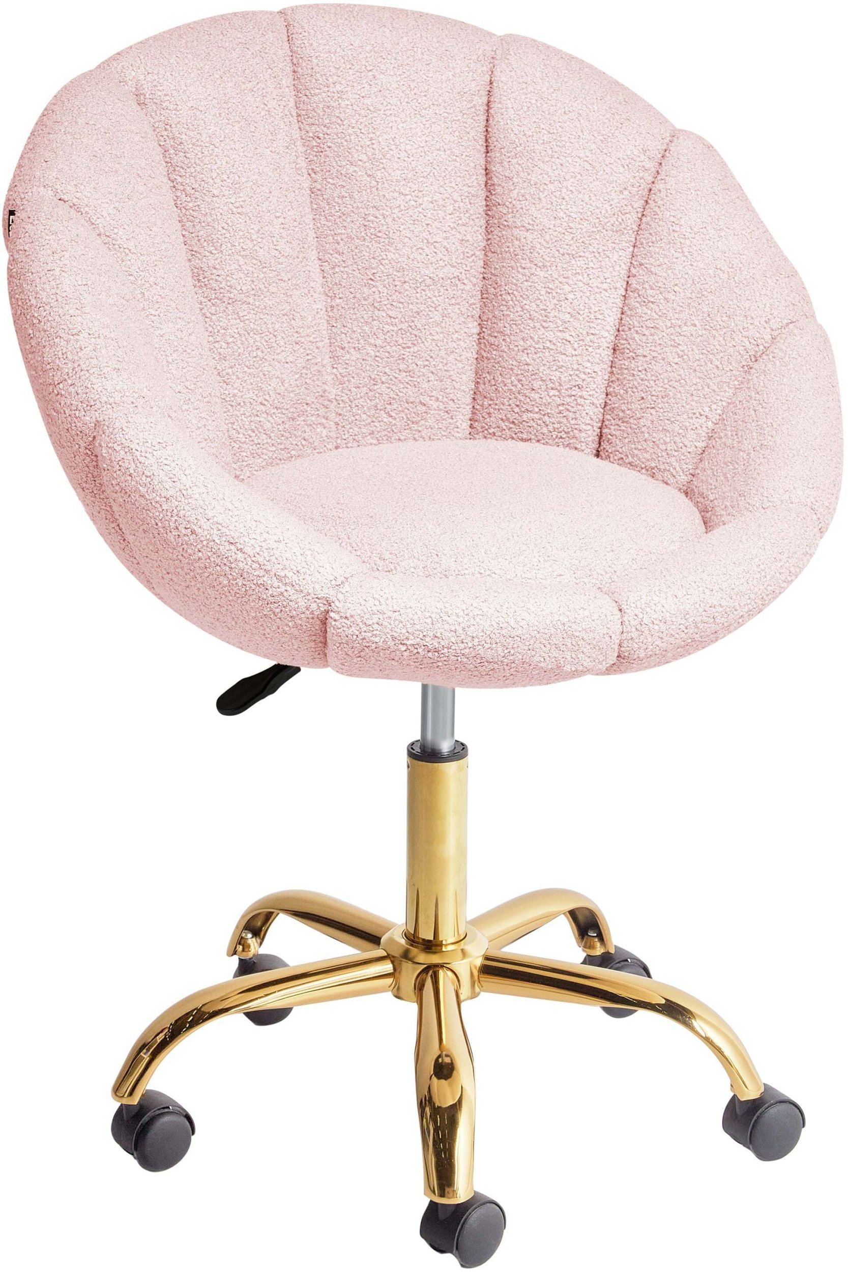 Beliani Krzesło obrotowe ANNABELLE Boucle Pastelowy róż