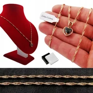 Naszyjniki - Złoty Naszyjnik Serce Z Czarnym Kamieniem Prezent - miniaturka - grafika 1