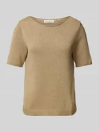 Swetry damskie - Sweter z dzianiny o kroju regular fit z mieszanki bawełny i lnu - miniaturka - grafika 1