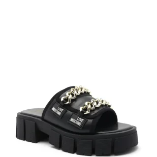 Love Moschino Klapki | z dodatkiem skóry - Klapki i japonki damskie - miniaturka - grafika 1