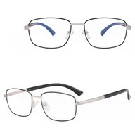 Okulary korekcyjne, oprawki, szkła - Metalowe okulary zerówki z filtrem Blue Light do komputera 25154C Czarny/Srebrny + akcesoria - miniaturka - grafika 1