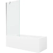 Wanny - Mexen Cubik wanna prostokątna 150 x 70 cm z obudową i parawanem 1-skrzydłowym 80 cm, transparent, chrom - miniaturka - grafika 1