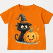 Koszulki dla dziewczynek - Pomarańczowa koszulka z dyniami na dzień dyni - kotdynia71 - miniaturka - grafika 1