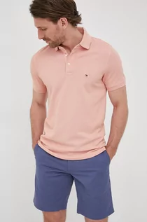 Koszulki męskie - Tommy Hilfiger polo męski kolor różowy gładki - grafika 1