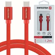 Złącza, przejściówki, adaptery - SWISSTEN Czerwony Kabel USB-C - USB-C 3A 1,2m - miniaturka - grafika 1