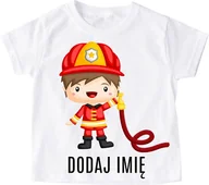 Koszulki dla dziewczynek - koszulka ze strażakiem dla chłopczyka - dodaj imię - miniaturka - grafika 1