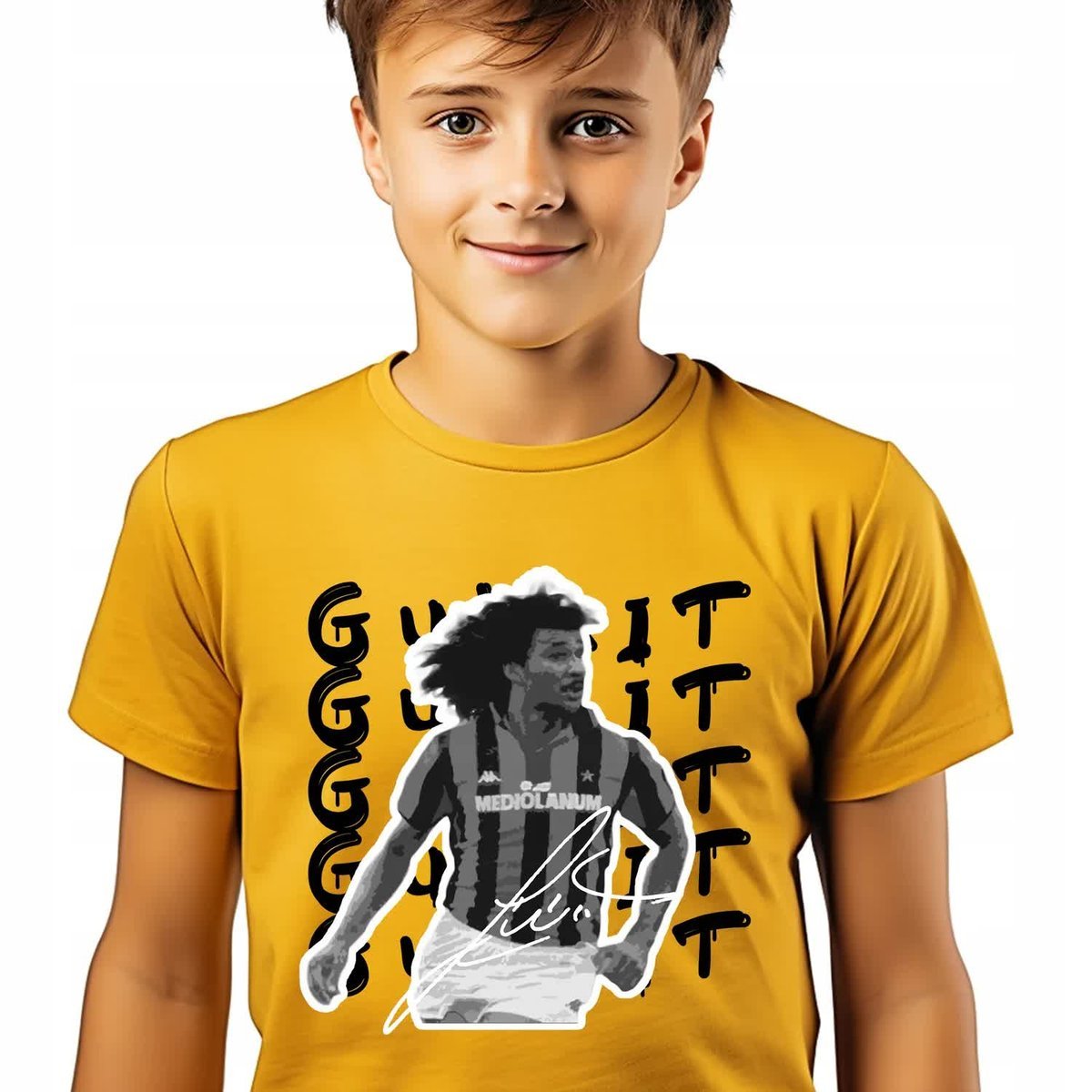 T-SHIRT KOSZULKA DZIECIĘCA ŻÓŁTY 146cm Gullit Piłka Nożna Football Wzory