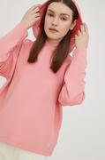 Bluzy damskie - Fila bluza damska kolor różowy z kapturem gładka - miniaturka - grafika 1