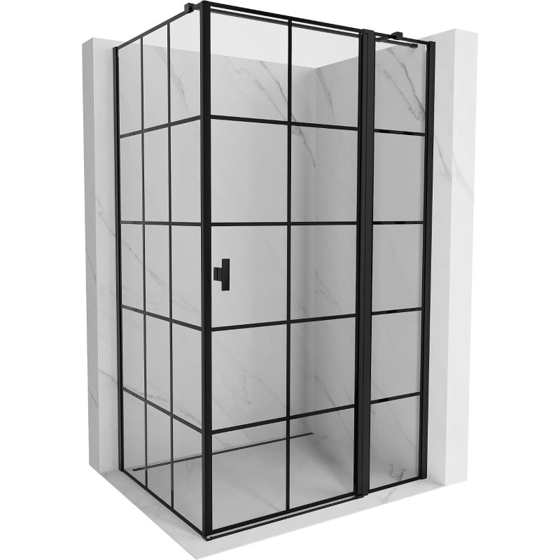Mexen Mist T kabina prysznicowa uchylna prawa 115 x 80 cm, czarna kratka, czarna - 8A4T-115-080-70-77-P