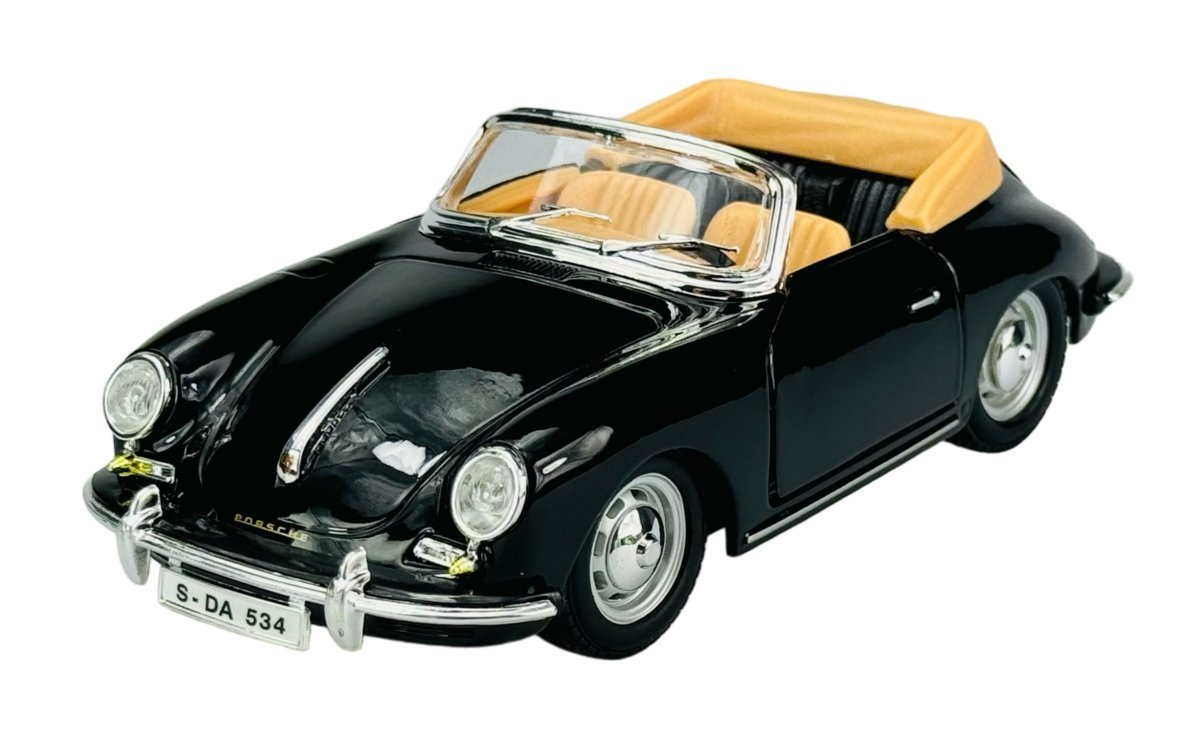 BBURAGO 1961 PORSCHE 356B CABRIOLET CZARNY 1:24 NOWY METALOWY MODEL 22078