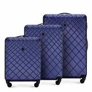 Walizki - Stabilna duża walizka na kółkach, walizka podróżna firmy Wittchen ABS, twarda obudowa, 4 kółka, zamek szyfrowy, granatowy, Set(S,M,L), Nowoczesny - miniaturka - grafika 1