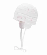Czapki damskie - Czapka niemowlęca, biało-różowa, wiązana, Döll - miniaturka - grafika 1