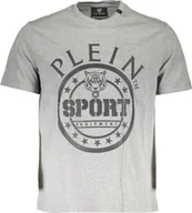 Koszulki męskie - PLEIN SPORT T-shirt męski tekstylny szary SF10246 - Rozmiar: XL - miniaturka - grafika 1