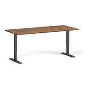Stoły i stoliki do biura - Stół z regulacją wysokości, 1 silnik, 745 - 1235 mm, blat 1800 x 800 mm, podstawa czarna, orzech - miniaturka - grafika 1