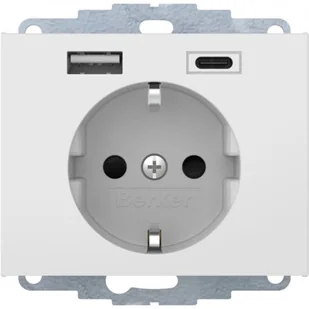 Berker Gniazdo K.1 USB A+C 2.4/3.0A - biały połysk - Gniazdka elektryczne - miniaturka - grafika 1