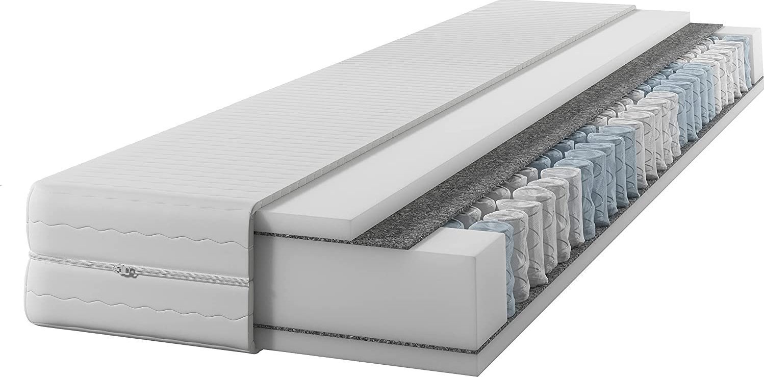 Materac sprężynowy DIAMOND 150x200 24 cm wysokościDwustronny H3| 7 stref Rdzeń ze sprężyn kieszeniowych Pikowany pokrowiec