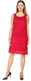Bellivalini Damski Sukienka do kolan koronkowa sukienka świąteczna letnia sukienka bez rękawów Okrągły dekolt w różany wzór BLV50-260 (Malina, M) - Sukienki - miniaturka - grafika 1
