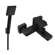 Baterie umywalkowe - Mexen Mino R45 bateria wannowa z zestawem prysznicowym, czarna - miniaturka - grafika 1