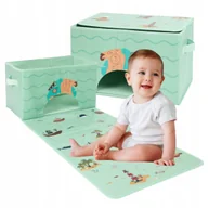 Maty edukacyjne - 2w1 Pojemnik z mat�� do zabawy 26 x 38 cm dla niemowlaka sk��adana - miniaturka - grafika 1