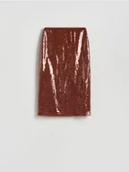 Spódnice - Reserved - Cekinowa spódnica midi - brązowy - miniaturka - grafika 1