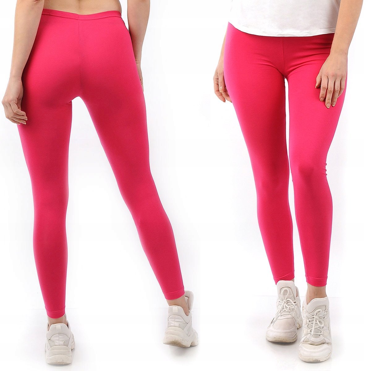 Legginsy damskie długie Polskie Getry Bawełniane Różowe 5XL