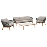 Meble ogrodowe - Meble ogrodowe Auro zestaw wypoczynkowy sofa 2 fotele stolik Esti&Esta - miniaturka - grafika 1