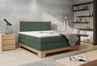 Łóżka - Łóżko kontynentalne do sypialni Skandynawskie łóżko sprężynowe 180x200cm w kolorze jasnego dębu Nowoczesny design Z ergonomicznym materacem i nakładką z zimnej pianki Kolor zielony - miniaturka - grafika 1
