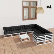 Meble ogrodowe - vidaXL Lumarko 10-cz. zestaw wypoczynkowy do ogrodu, z poduszkami, biały 3077040 - miniaturka - grafika 1