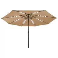 Parasole ogrodowe - vidaXL Lumarko Parasol ogrodowy z LED i metalowym słupkiem, 400 cm, taupe! 312533 - miniaturka - grafika 1