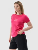 Koszulki i topy damskie - 4F T-shirt slim z nadrukiem damski - różowy XS - miniaturka - grafika 1